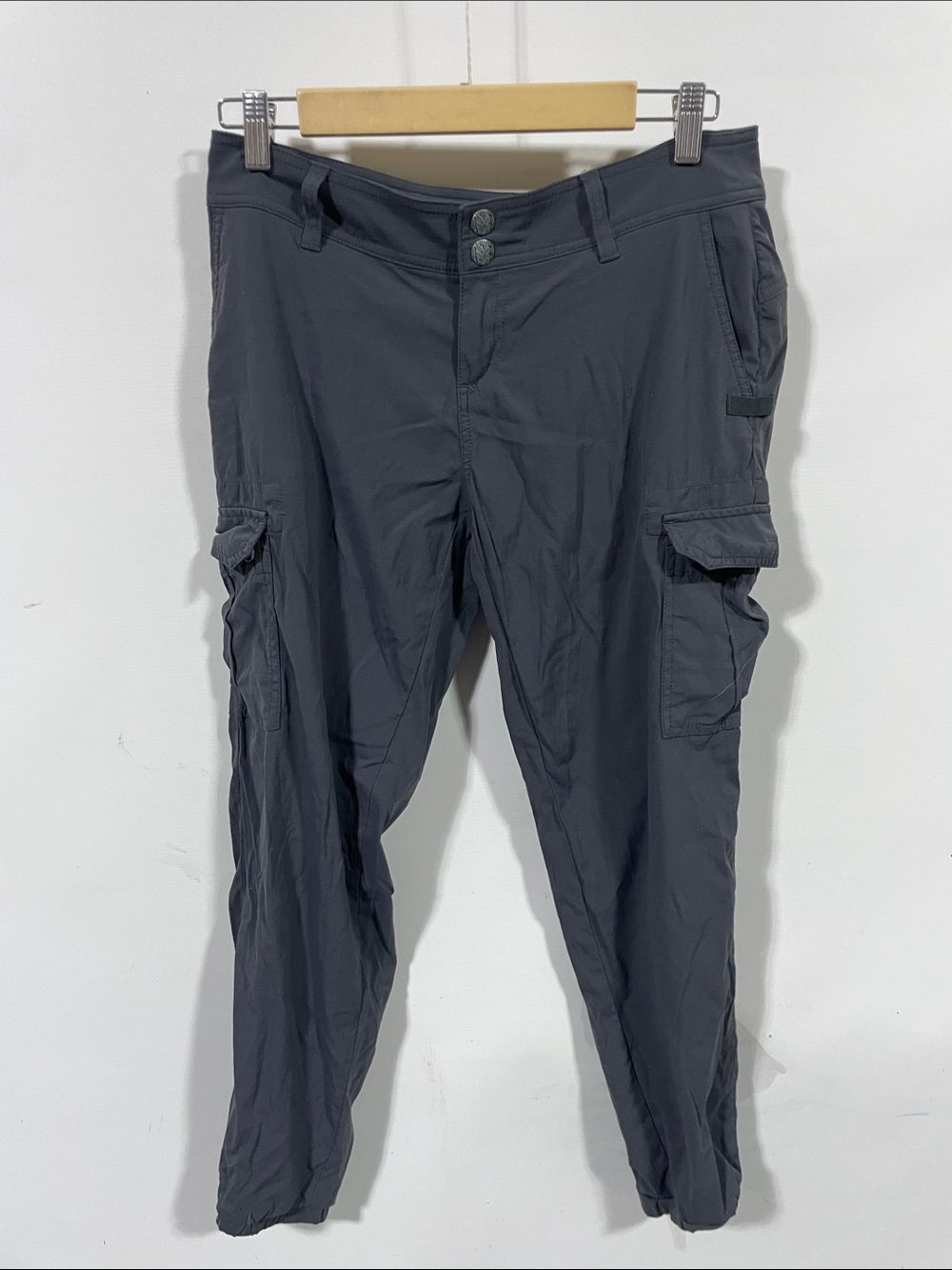 Prana Women's Charcoal Cargo Pants - Slim Utility Style